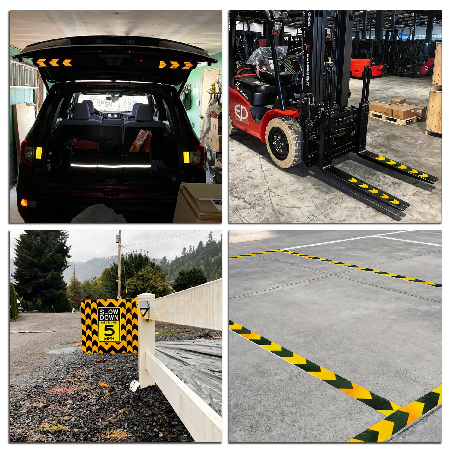 SWRT Cinta reflectante de 2 pulgadas x 160 pies, resistente al agua, cinta reflectante negra y amarilla, para exteriores, impermeable, advertencia de peligro, flecha, señal de advertencia, cinta