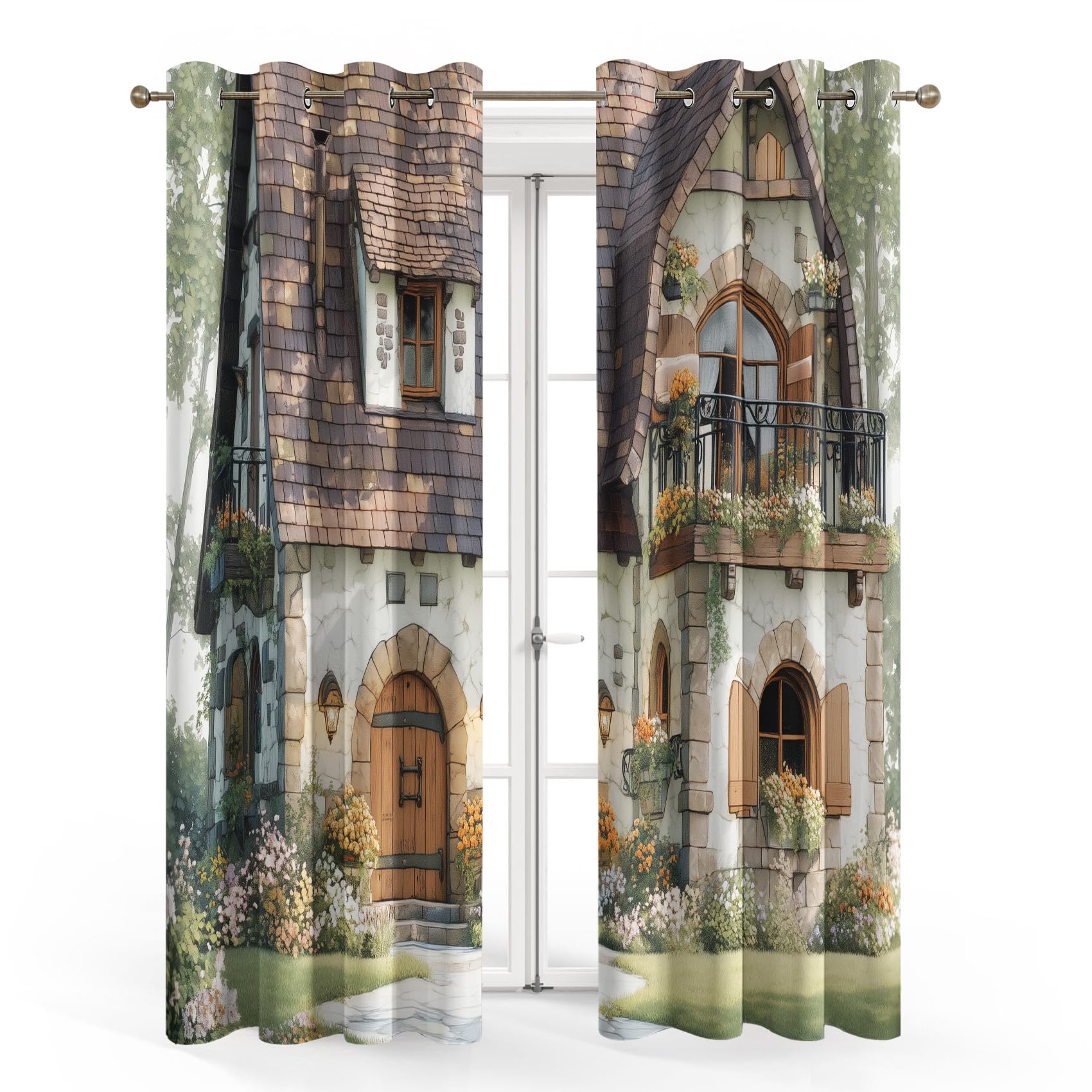 Generisch Vorhänge Europäisches Vintage mit Osen, H300 x B140 cm 2er Set