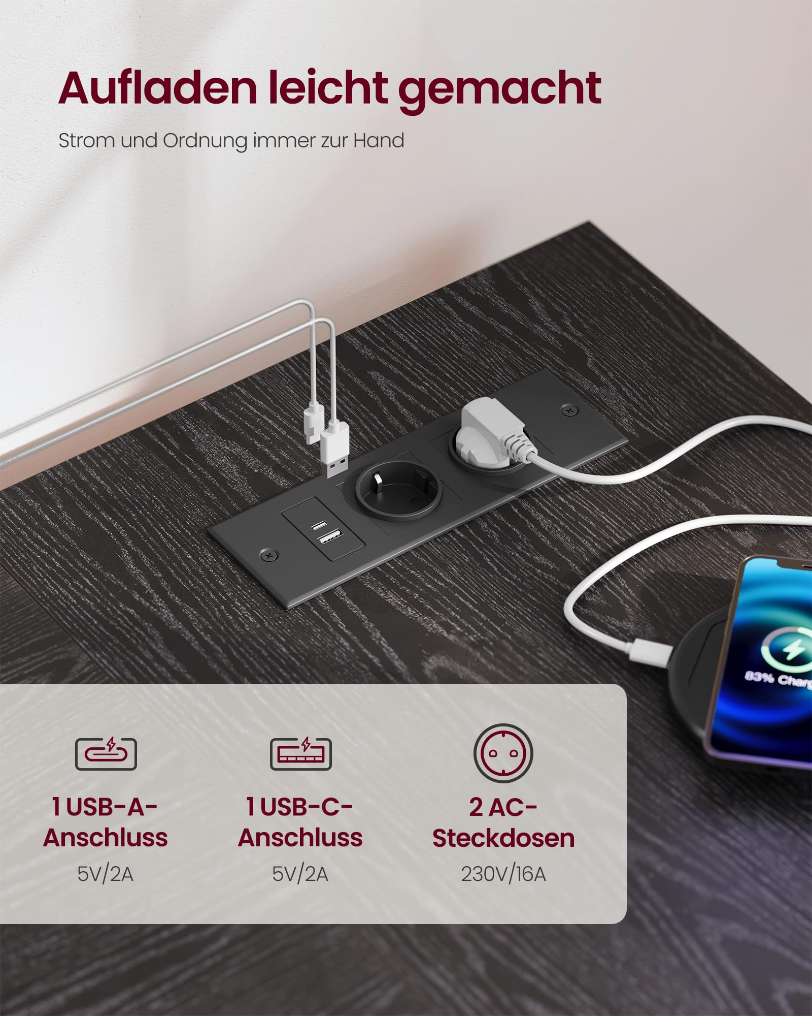 Vasagle Eckschreibtisch in L-Form – Bild 4