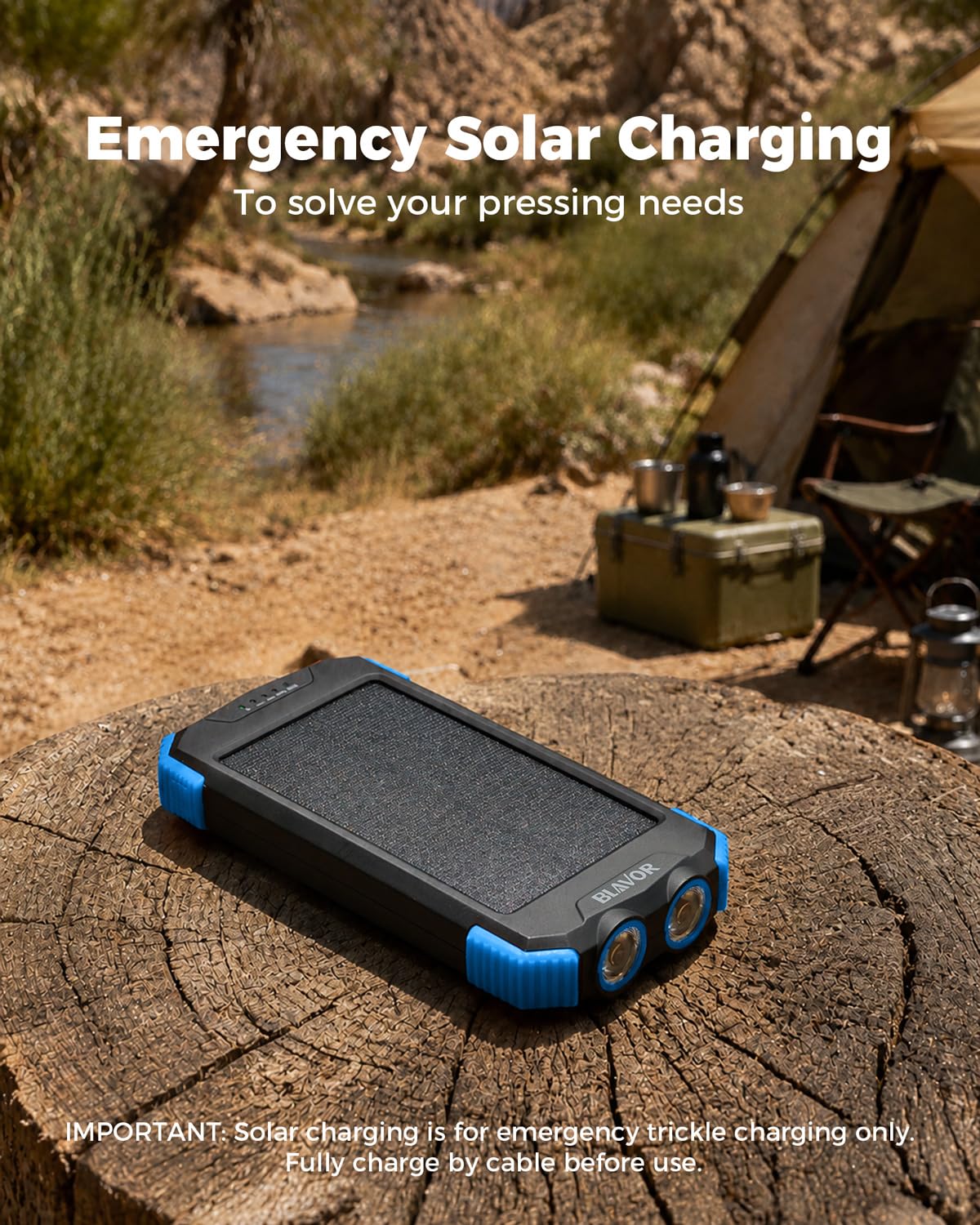 BLAVOR Solar Power Bank 10,000mAh Portable Wireless Charger for Cell Phones view 6