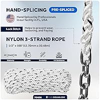 Vista 5 de Five Oceans Windlass Anchor Rode y cadena, cuerda de anclaje empalmada a mano y kit de cadena, cuerda de nailon de 3 hebras, cadena de acero