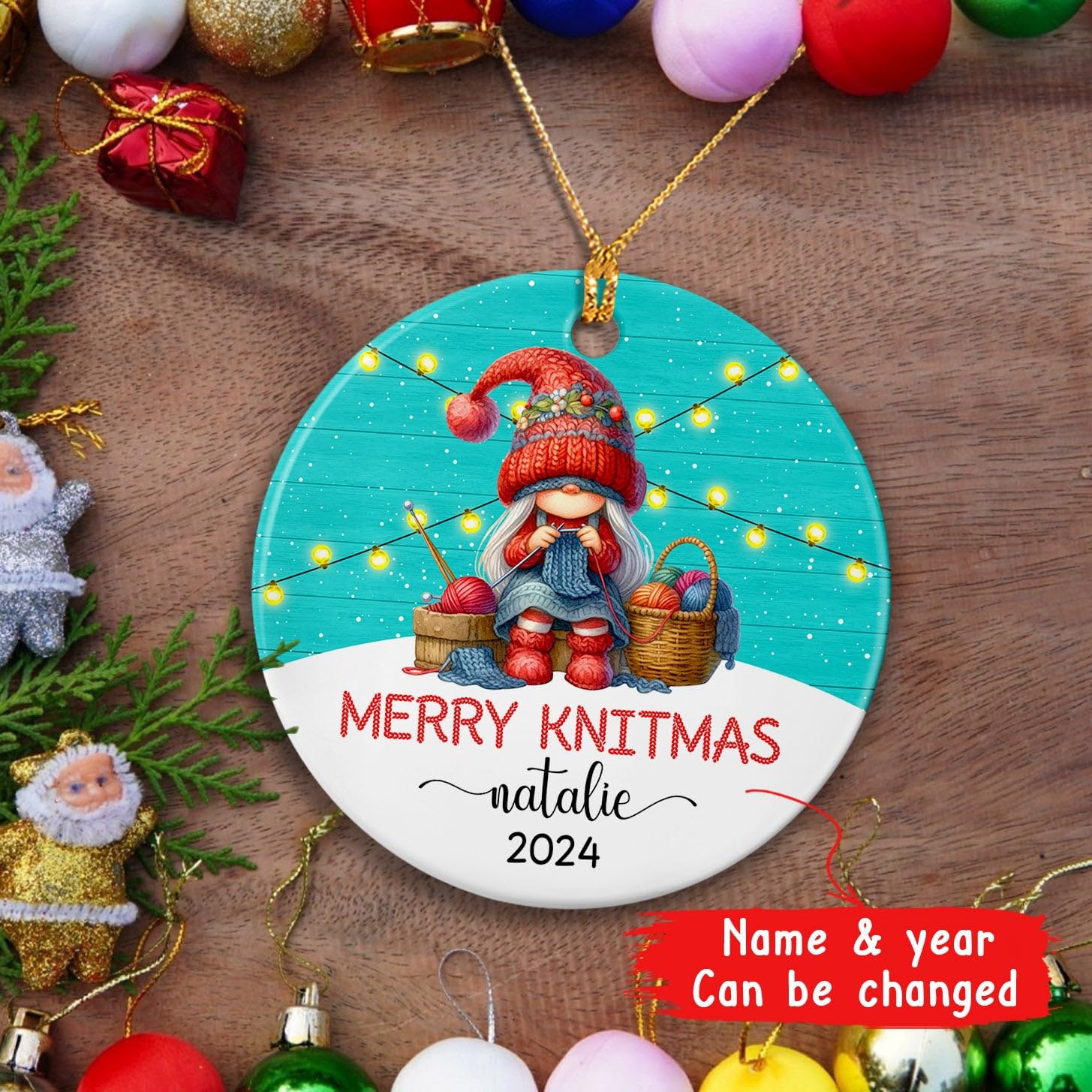 Crochet Christmas Tree Ornament 2025, Crocheting Ceramic Ornaments, Crochet Ornament Gifts for Women Girl Mom Grandma Knitting Lovers, Custom Name & Year Crochet Xmas Ornament, Knitting Ornament Gift
