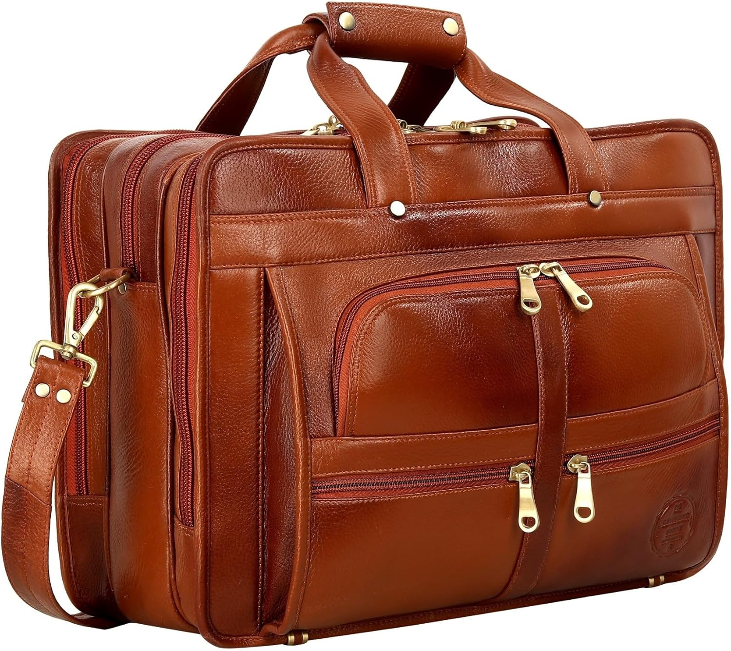 Full Grain Leather 16 Inch Briefcases Laptop Shoulder Bags for Men and Women Leather Business Travel Work Bag