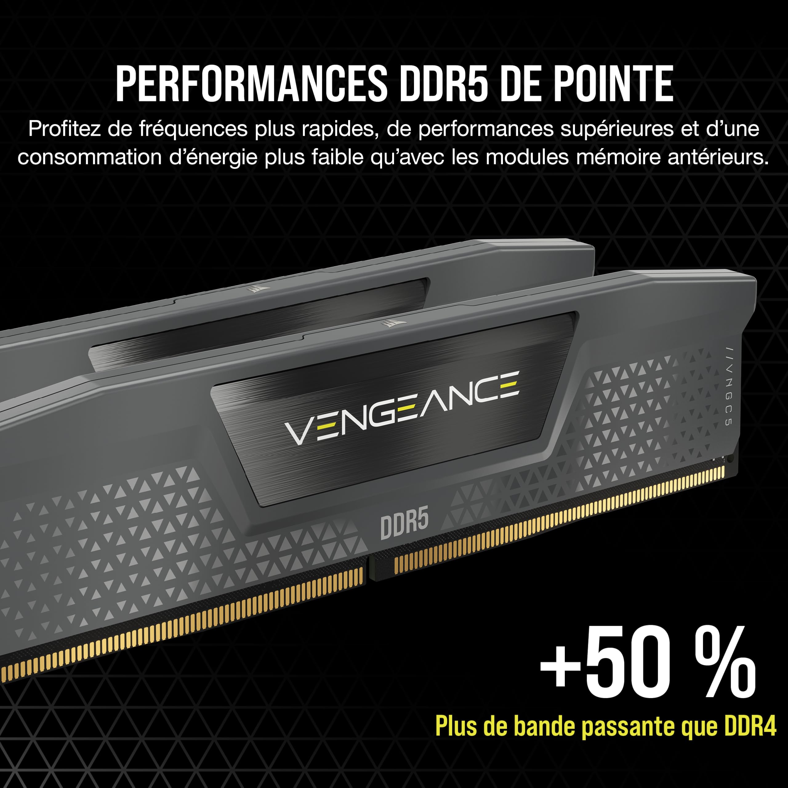 CORSAIR Vengeance DDR5 RAM 32Go (2x16Go) Jusqu'à 6000MHz CL30 AMD Expo Mémoire D'ordinateur Compatible iCUE - Gris (CMK32GX5M2B6000Z30)