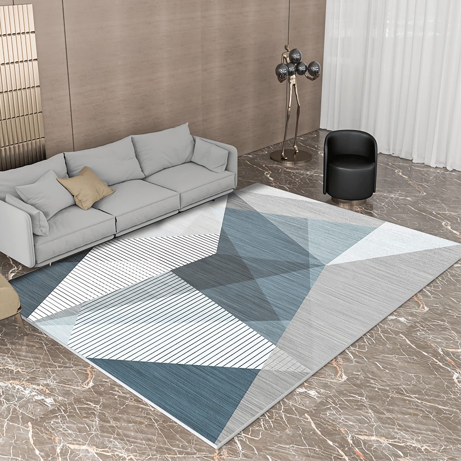 Tapis bleu gris 180x250cm pour réchauffer un sol froid de chambre d'ado