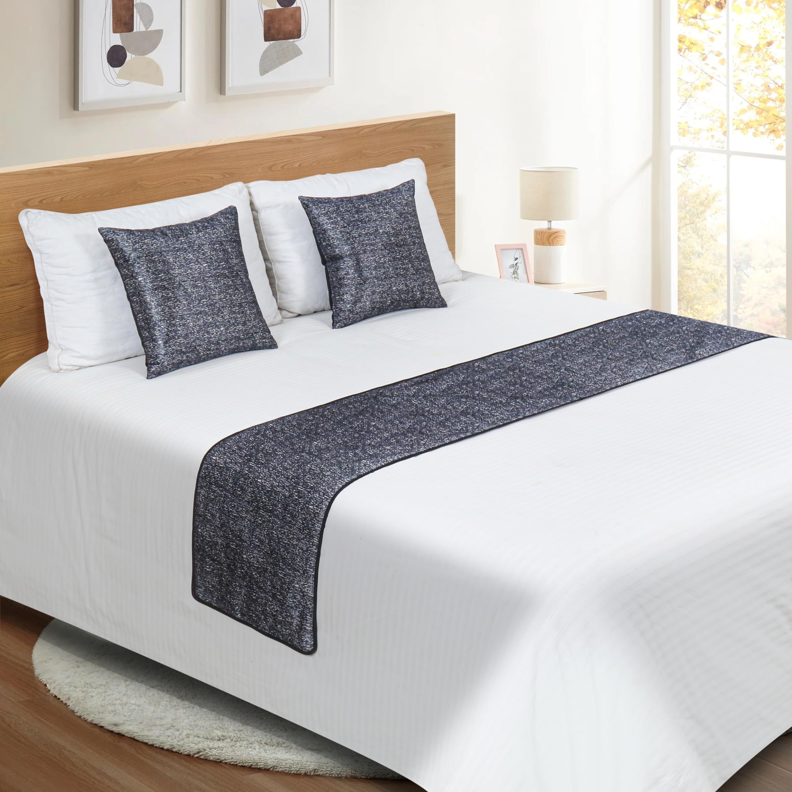 Plain Velvet Bed Runner, Durable Decorative Bed Scarf for Home and Hotel Black