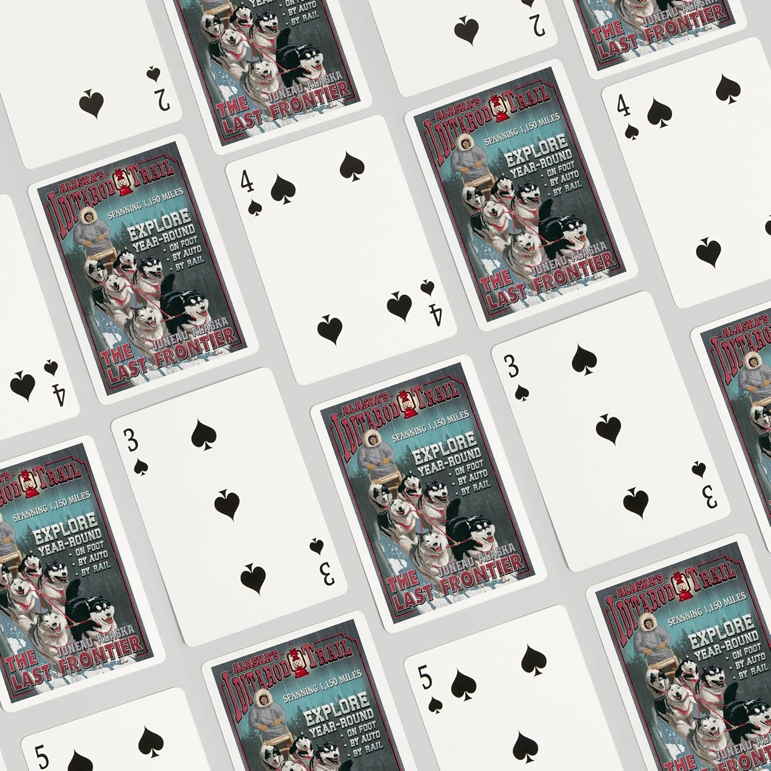 Lantern Press Juneau, Alaska, Iditarod Trail Vintage Sign, Alaska, 52 Playing Cards for Adults, Poker Size Card Deck
