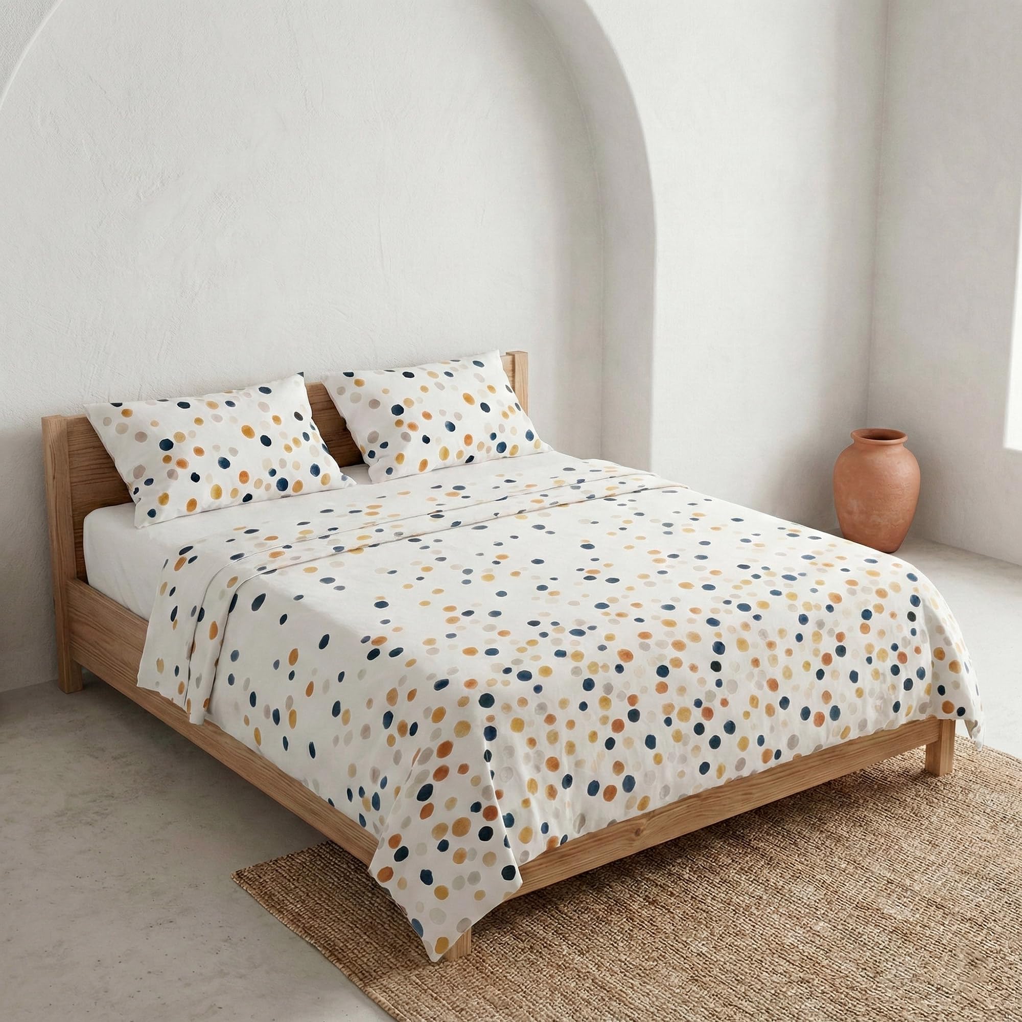 GAMUSI Juego de sábanas geometrico Cama 180 x 190/200, 100% Algodón, 4 Piezas, Transpirable, Suaves, Color Verde
