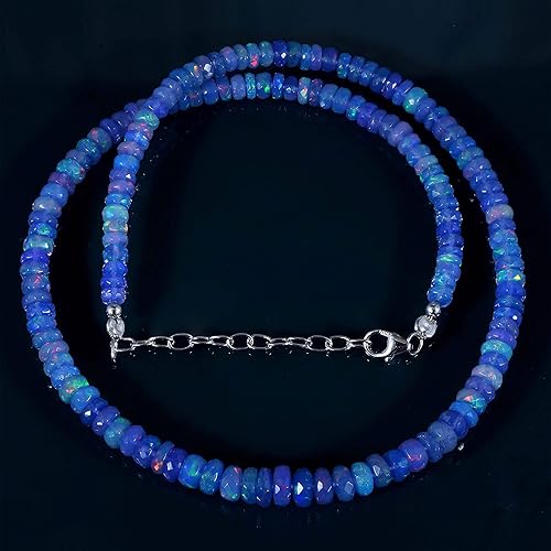 Miniatura 4 de Vatslacreations Collar de ópalo azul AAA, collar de ópalo de fuego etíope, collar de ópalo azul fuego múltiple, collar de ópalo de 18 pulgadas,