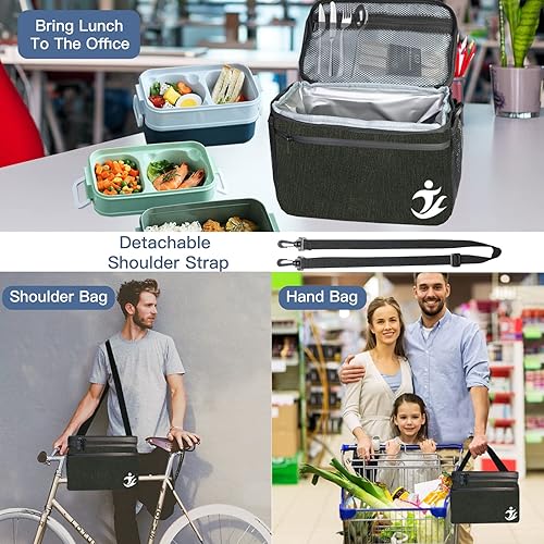 Miniatura 6 de GOTINSN Bolsa de almuerzo para hombres y mujeres, 6 L, aislada, a prueba de fugas, bolsa térmica con alta capacidad para viajes, trabajo, picnic,