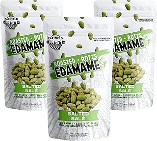 Far Field - Crunchy Roasted Edamame Beans, (Salted), High Protein Snack packed with 42 g of Plant Protein, Keto Friendly with Low Carb, Low Calorie Healthy Snacks For Adults and Kids, (3 Pack)