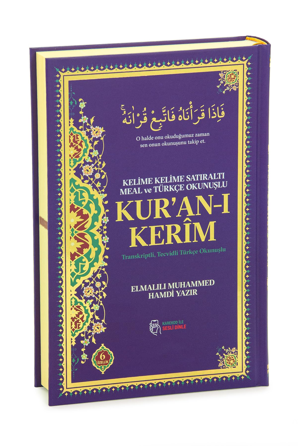 6 Özellikli Satır Arası Kelime Kelime Türkçe Okunuşlu Mealli Kuranı Kerim Orta Boy - Mor