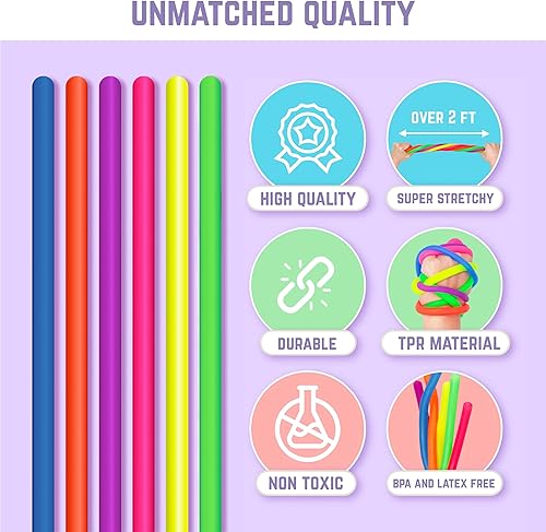 Vista 14 de BUNMO Cuerdas elásticas – Juguetes sensoriales para niños pequeños – Juguetes sensoriales estimulantes y adictivos para niños – Juguete antiestrés