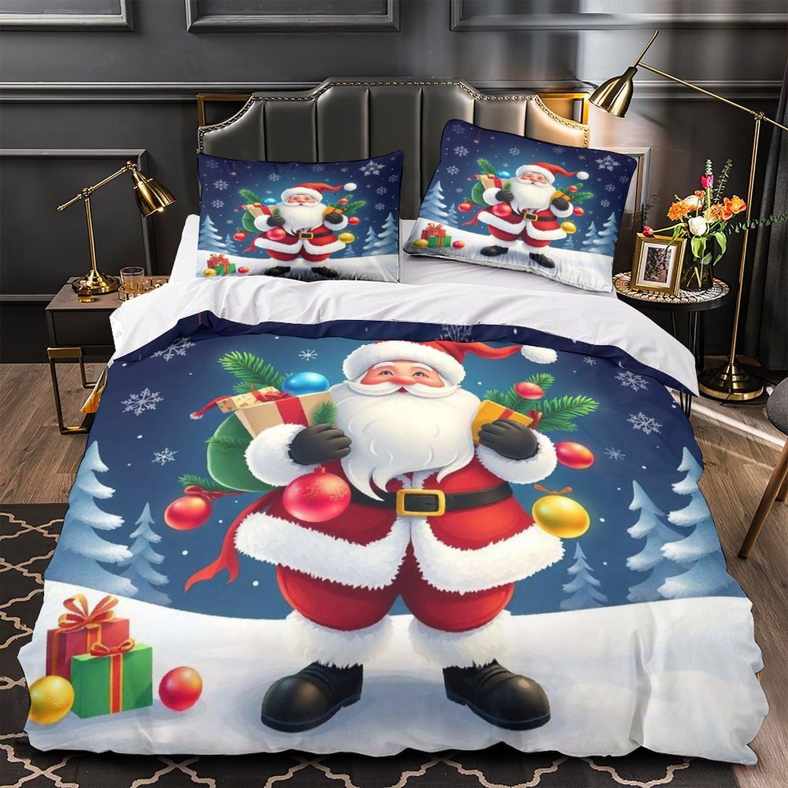 Housse de couette super douce effet imprimé 3D safari hypoallergique king 220x240 fermeture éclair