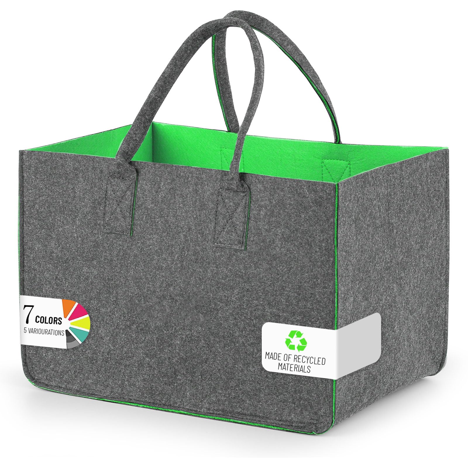 Sinand 30L Einkaufskorb, Einkaufstasche mit Henkel, Robust/Gut Verarbeitet/Faltbar Die Filztasche Storage für Outdoor Trips, Picknick, Einkaufen Außen (Dunkelgrau - Blau)