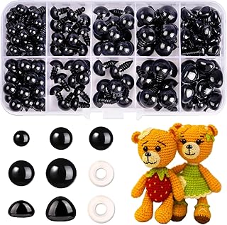 Cumkluu 300pcs Safety Eyes and Noses for Amigurumi 6-12mm Crochet Safety Eyes Plastic Safety Eyes for Crochet with Washers...