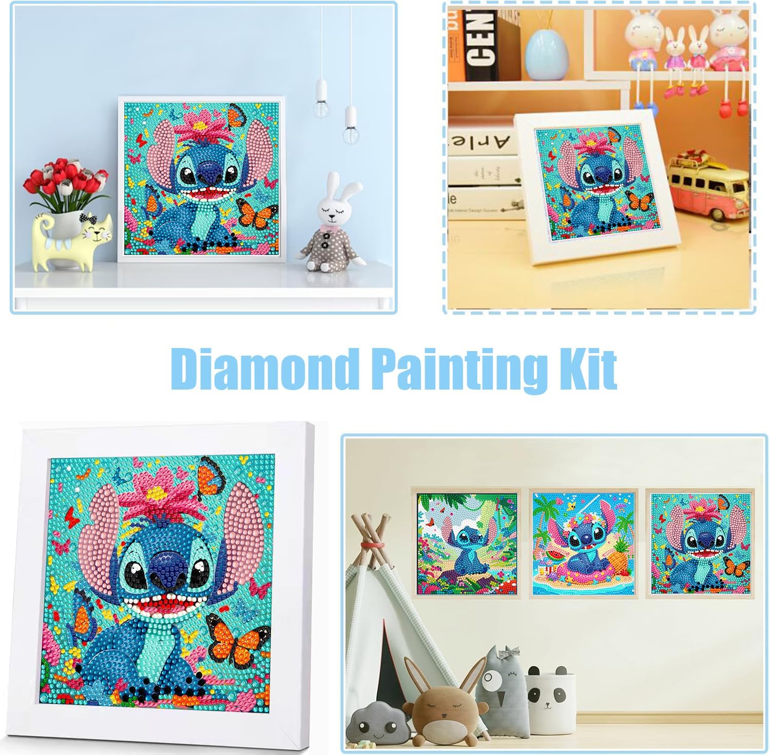 5D Stitch Diamond Painting Papillon - Peinture Diamant Dessin Animé - Forage Complet - Fleurs - Peinture Diamant - Kit D