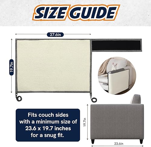 Miniatura 6 de Panther Armor Protectores de muebles de sisal, rascador de esquina para gatos brazo de sofá gris derecho evita que los gatos arañen muebles, poste