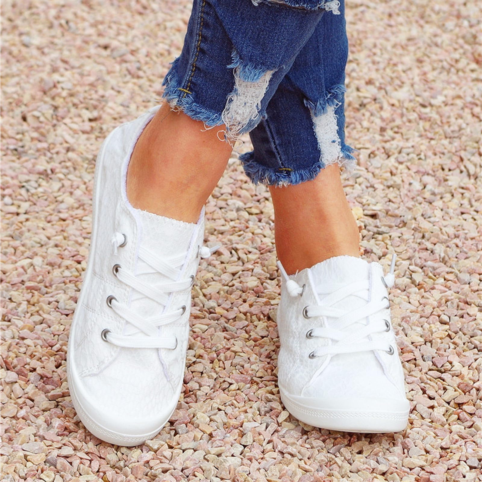 Baskets orthopédiques Confortables pour Femme - Chaussures en Toile Blanche Sneakers Maille Mode Printemps été Plates Décontractées Femmes OrthopéDiques De Course pour La Marche Quotidienne