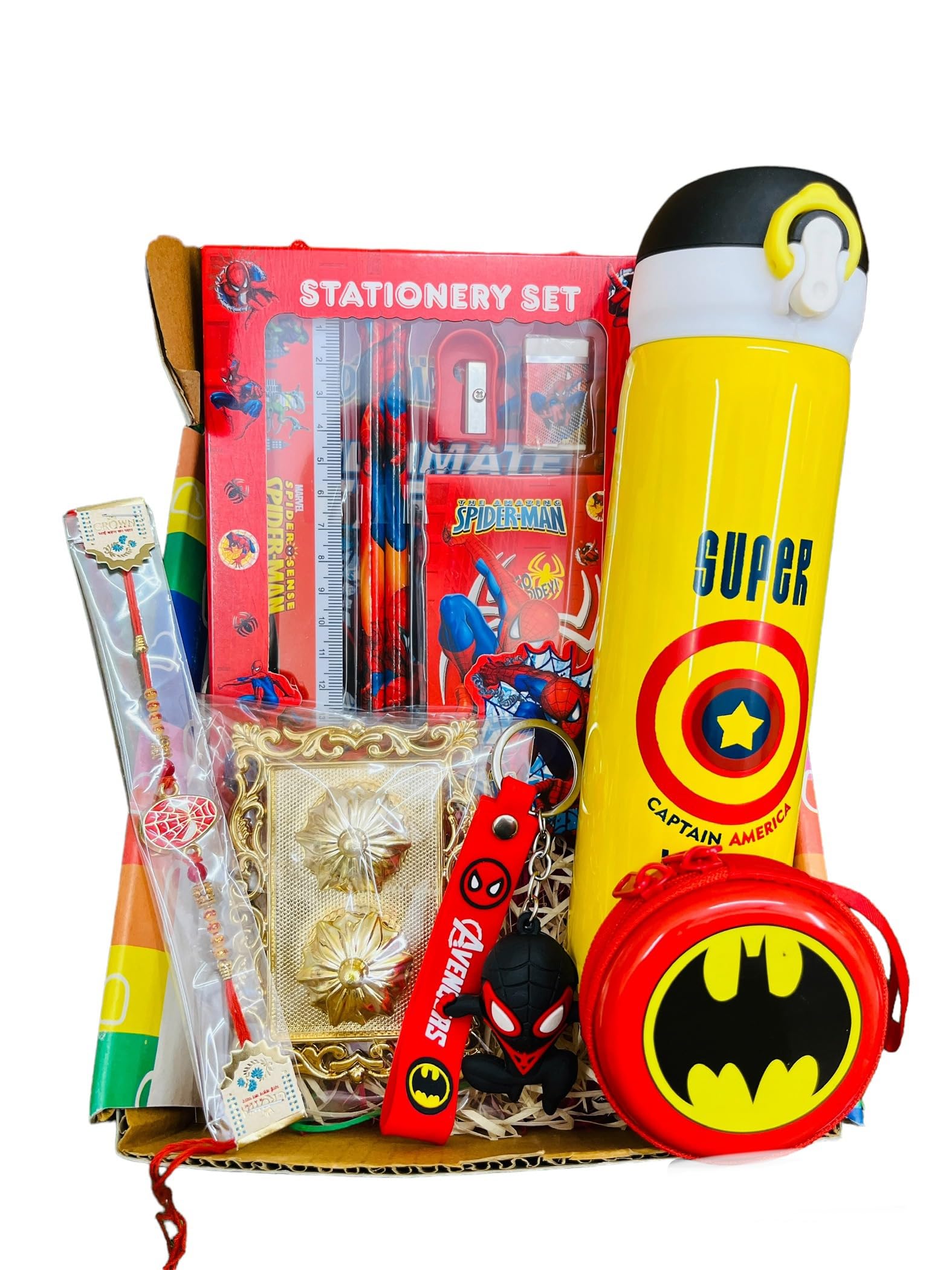 Paaroots Superhero Stationery Gift Set, Rakhi for kids, Thali School Supplies, Sipper Bottle Combo for brothers for rakhi Gift hampers for Boys for Rakshabandhan (B0DB234DG6) Amazon Price History, Amazon Price Tracker