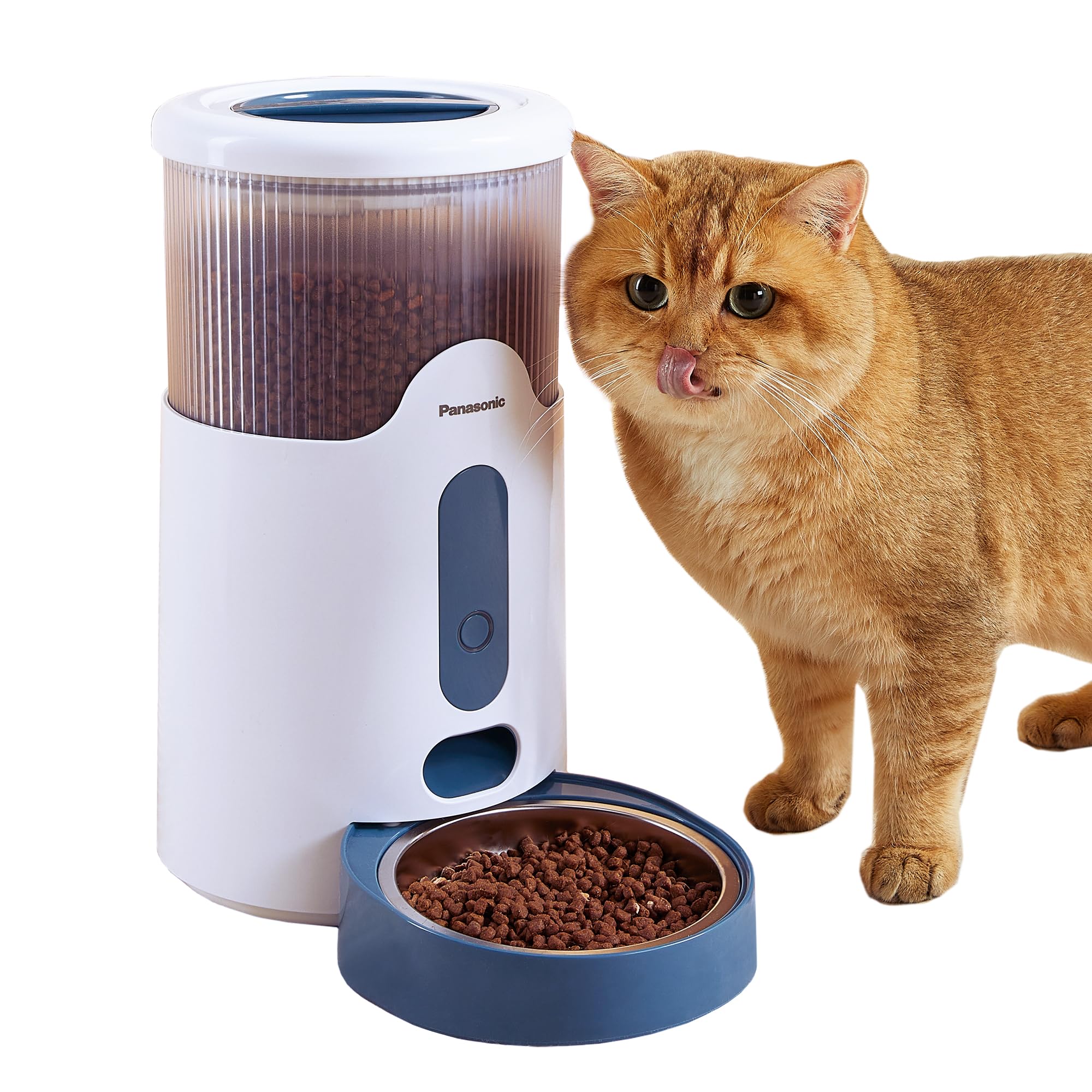 PANASONIC Distributeur de Croquettes Automatique CP-​JNF01-​W pour Chats & Chiens Petits, 2,​8L, Connecté App, Contrôle de la Nourriture, Wi-​FI, Lavable au Lave-​Vaisselle, Double Alimentation, Blanc