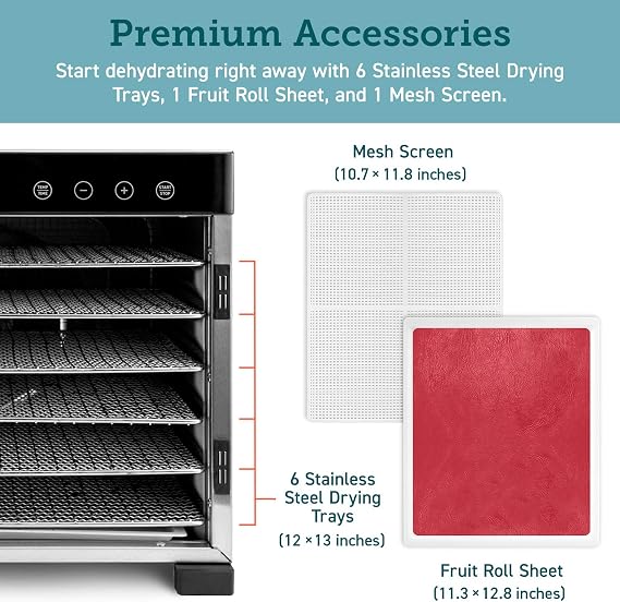 Cosori Food Dehydrator Accessories, Mesh Screen Sheets for 6 Trays CP267-FD