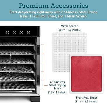 Cosori Food Dehydrator Accessories, Mesh Screen Sheets for 6 Trays CP267-FD