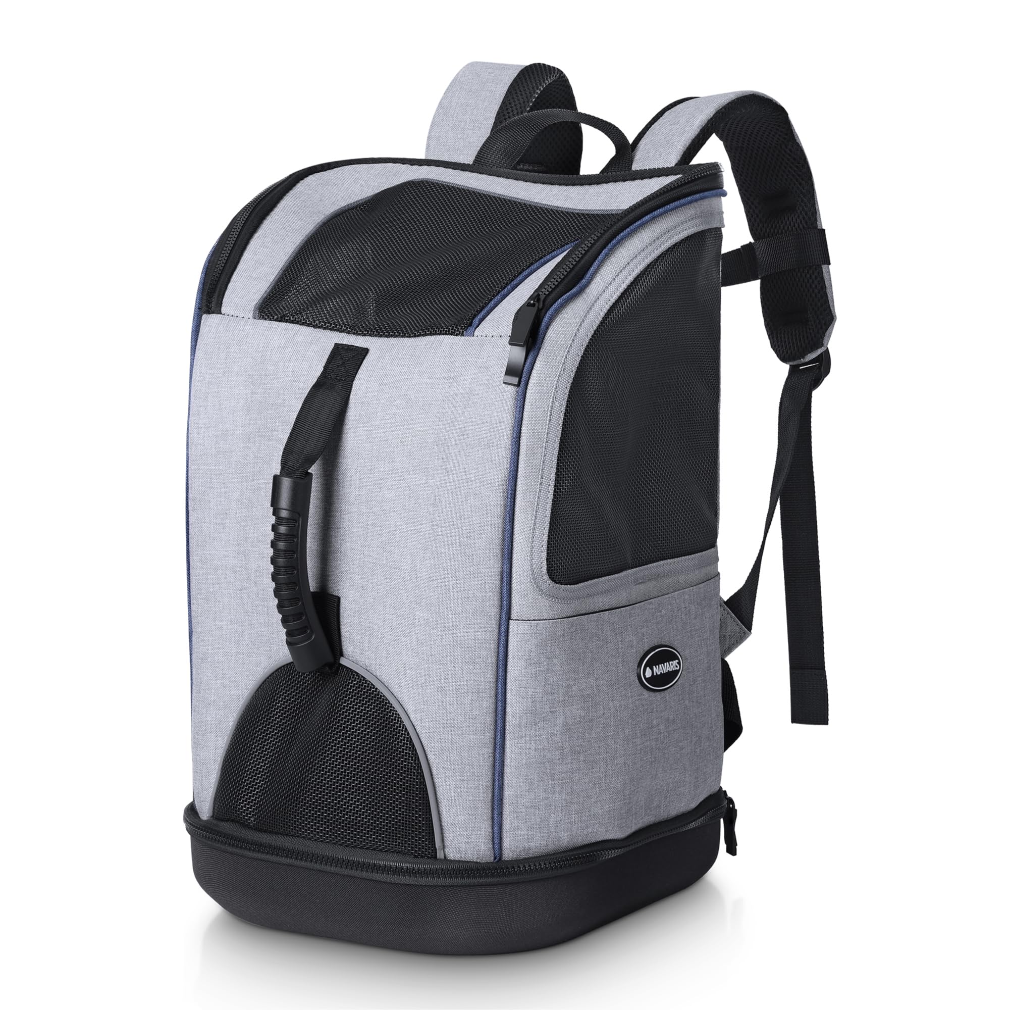 Navaris 2w1 plecak dla psa i kota, wyściełany - plecak dla psa i kota - torba do przenoszenia - 30 x 30 x 46 cm - plecak dla zwierząt domowych do 10 kg - szary