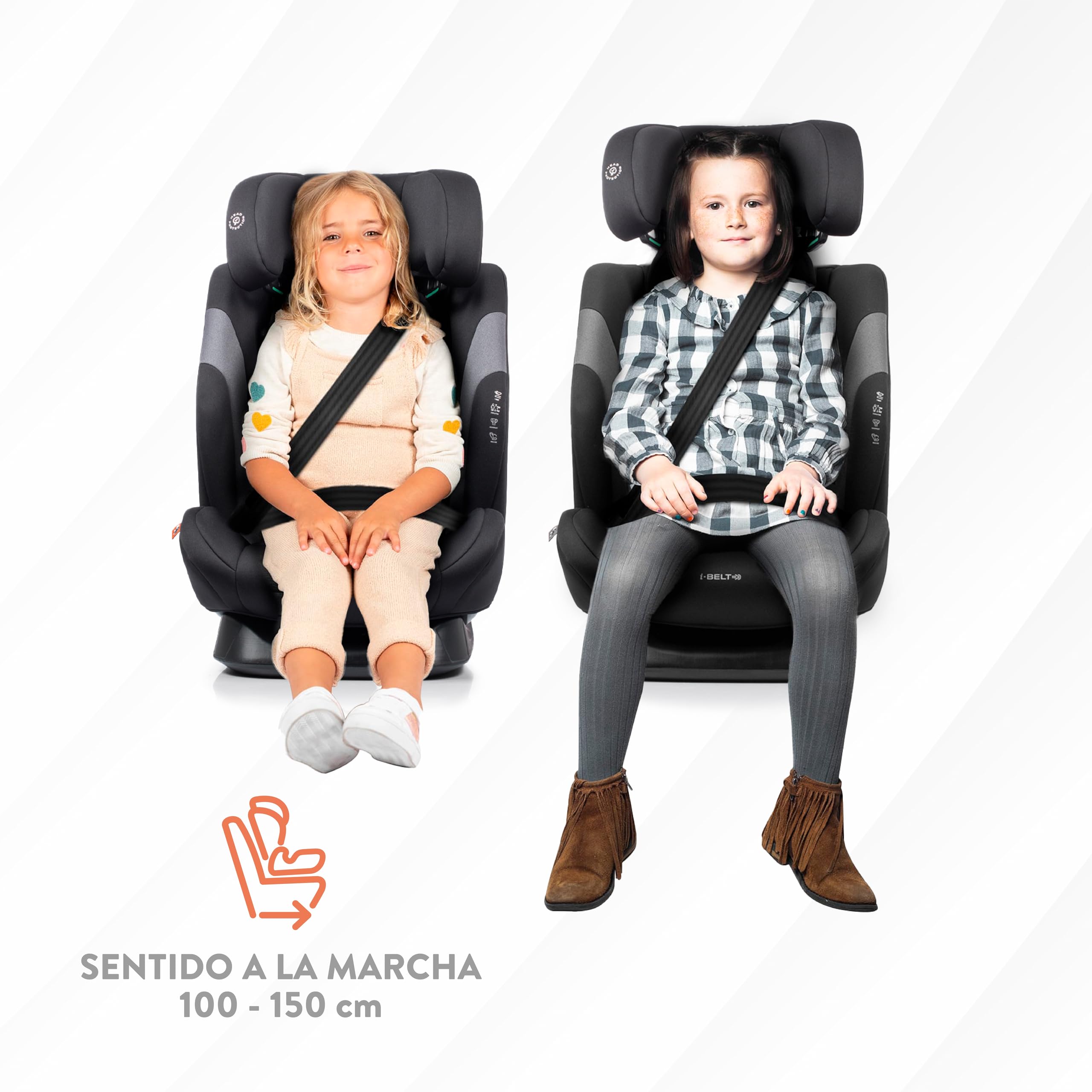BABYAUTO – Silla de Coche Sokoa iBelt i-Size (3,5-12 Años, 100-150 cm, 15-36 kg) – Sin ISOFIX – Cinturón del Vehículo – Elevador con Respaldo – 3 Posiciones de Reclinado – Protección Lateral – Negro