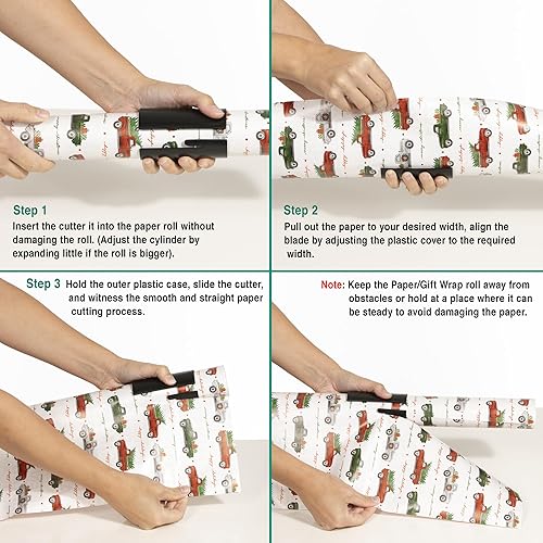 Miniatura 5 de Seven Hills Cortador de papel de regalo, paquete de 2 cortadores de envoltura de regalo para eventos especiales, fácil de deslizar, cortador de