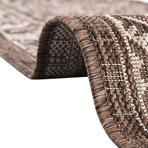 Miniatura 117 de Rugs.com Outdoor Aztec Collection Alfombra – 4 x 6 pies alfombra de tejido plano gris carbón perfecta para salas de estar, grandes comedores, planos