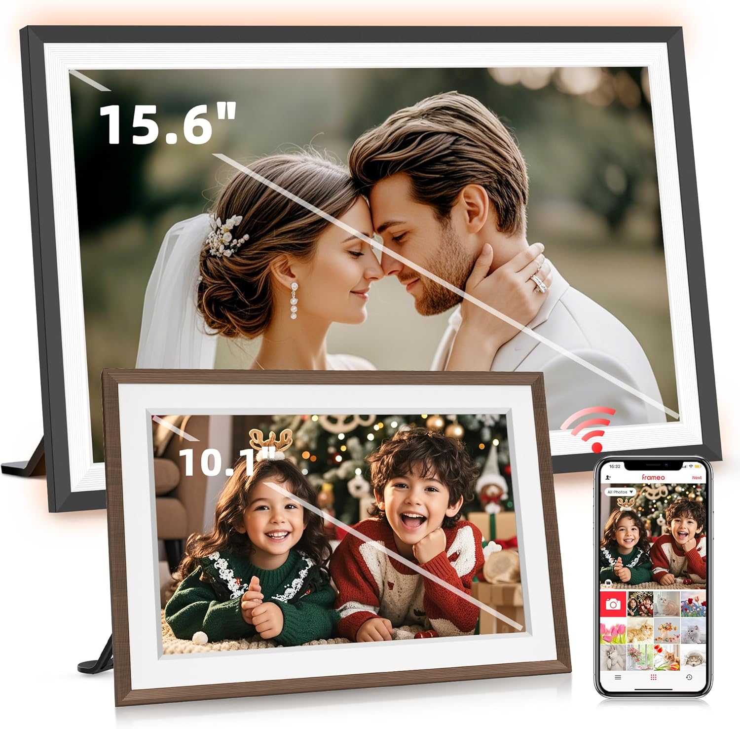 Amazon.com : 2 Pack - Frameo 10.1" Digital Picture Frame+15.6" Digital ...
