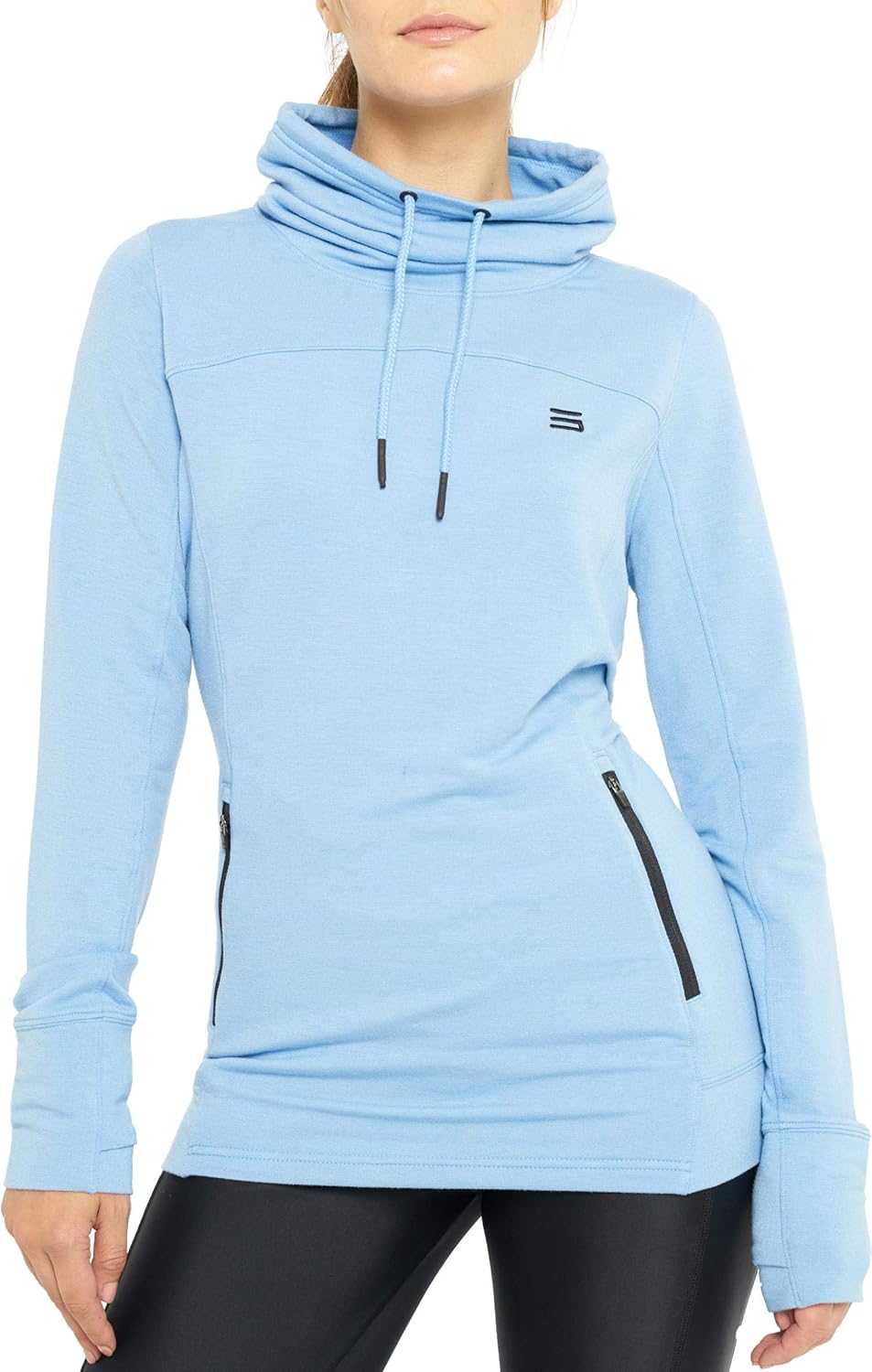 Dry Fit Running Pullover Womens - Fleece Cowl Neck Run Sweater Jacket - Zip Pockets and Thumbholes : Sports & Outdoors