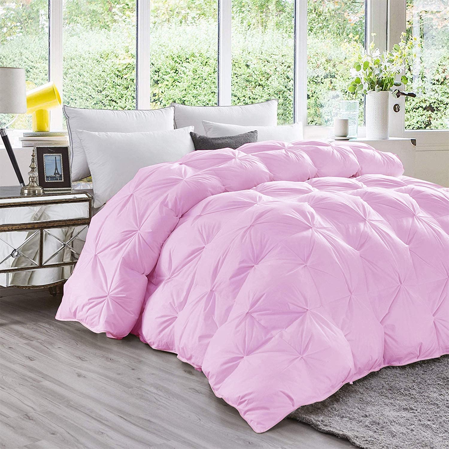 Jackson Hole Home Pink Luxurious Down Comforter- Full Size 82 x 86 Inches 1 Piece All-Season Duvet Insert, 500 GSM with Corner Tabs 100% Egyptian Cotton (Pink Solid)