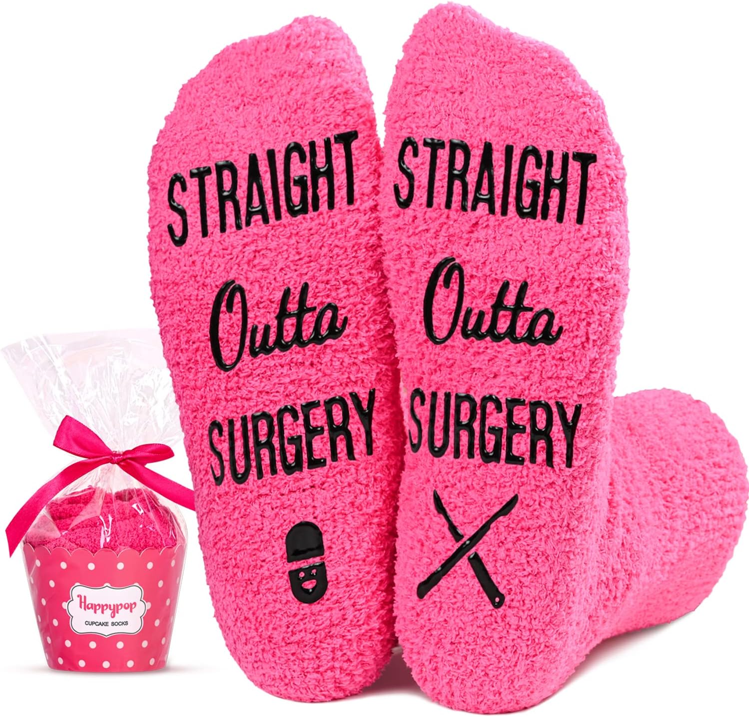HAPPYPOPAfter Surgery Gifts Surgery Recovery Gifts Post Surgery Gift Gell Well Soon Gifts For Women, After Surgery Socks, Surgery Dark Pink, M