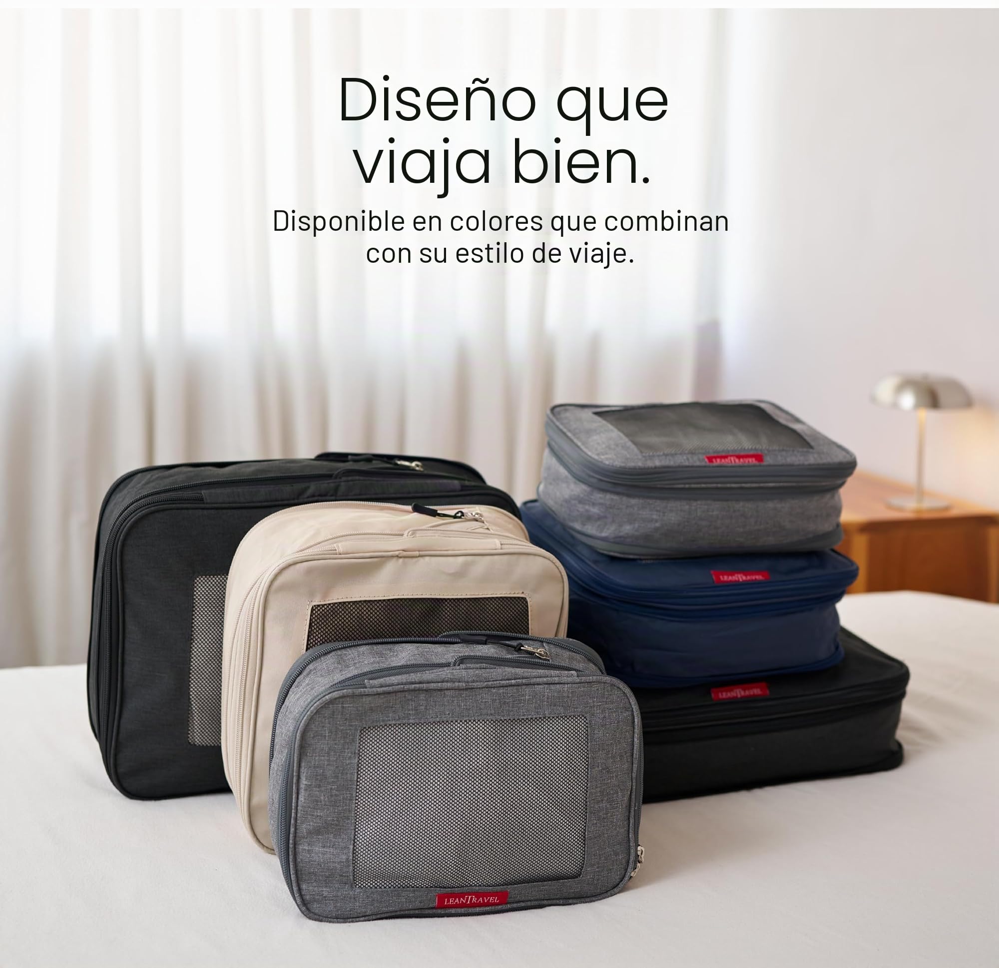 LeanTravel Juego de 6 organizadores de equipaje de compresión para equipaje, color gris