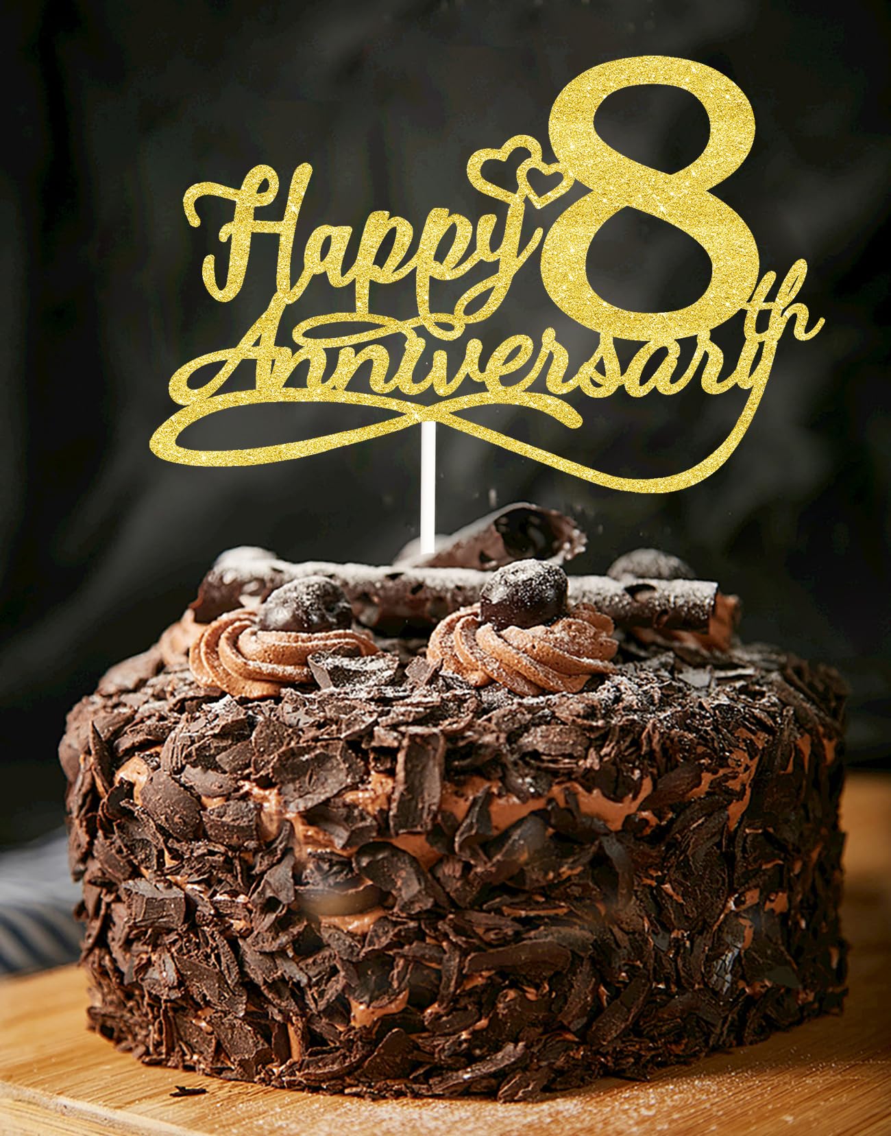 8th ANNIVERSARY　ANNIVERSARY THANKS FAIR veegood Happy 8th Anniversary Cake Toppers - 8th Wedding
