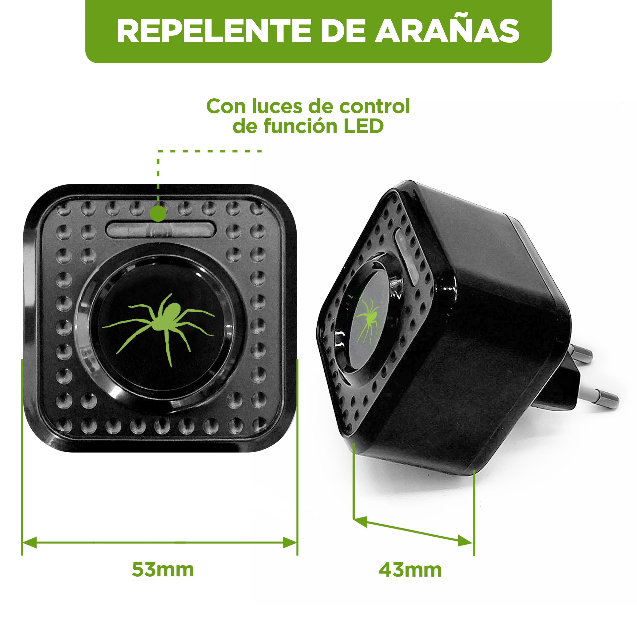 ISOTRONIC – Repelente ultrasónico de arañas enchufable para sótanos e Interiores – Repelente de arañas con un Alcance Efectivo de 30 m² (5 Unidades)