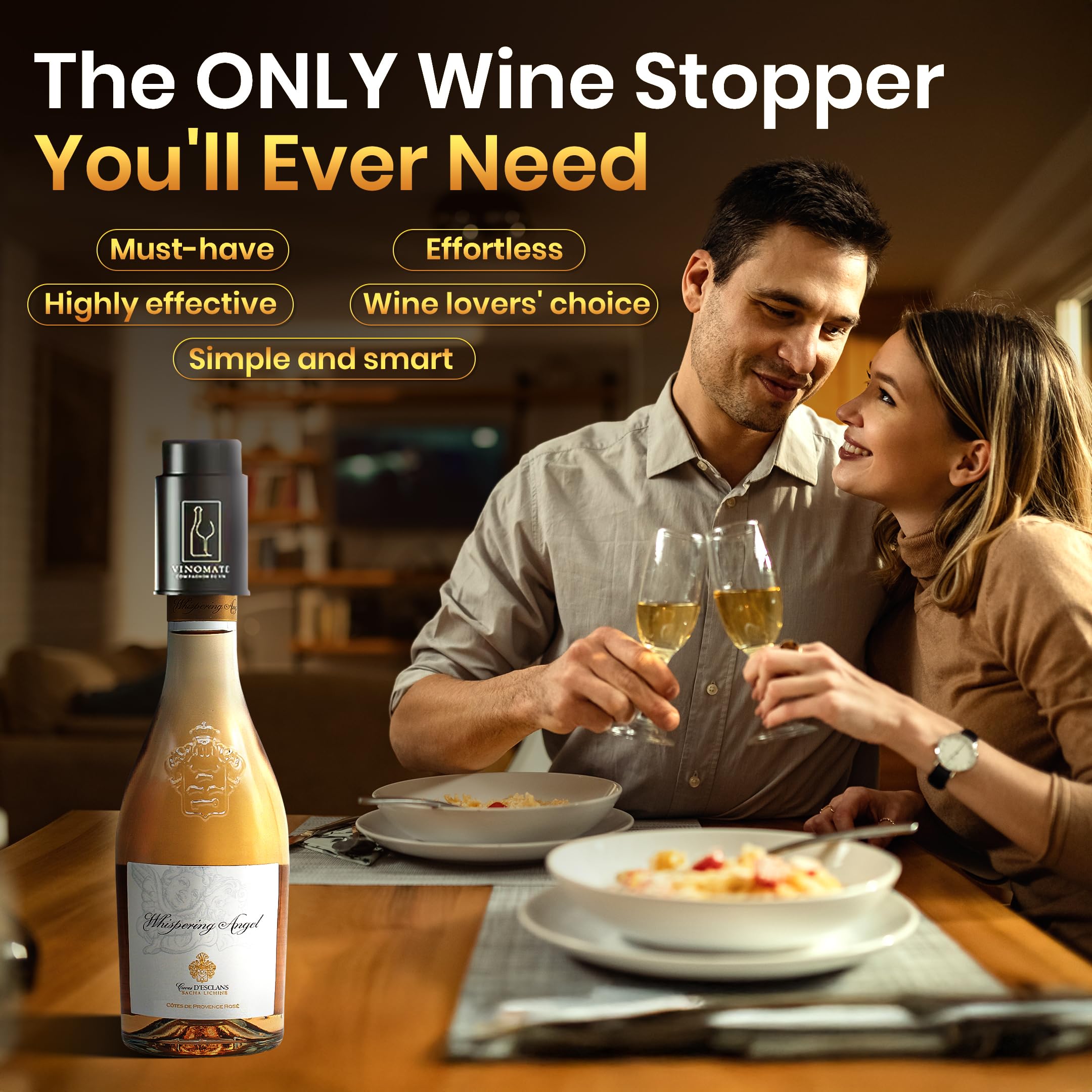 Juego de tapones para botellas de vino | 2 tapones de vino al vacío de alta calidad con bomba | Mantiene el vino fresco durante más tiempo | Accesorios y gadgets de vino imprescindibles | Regalo