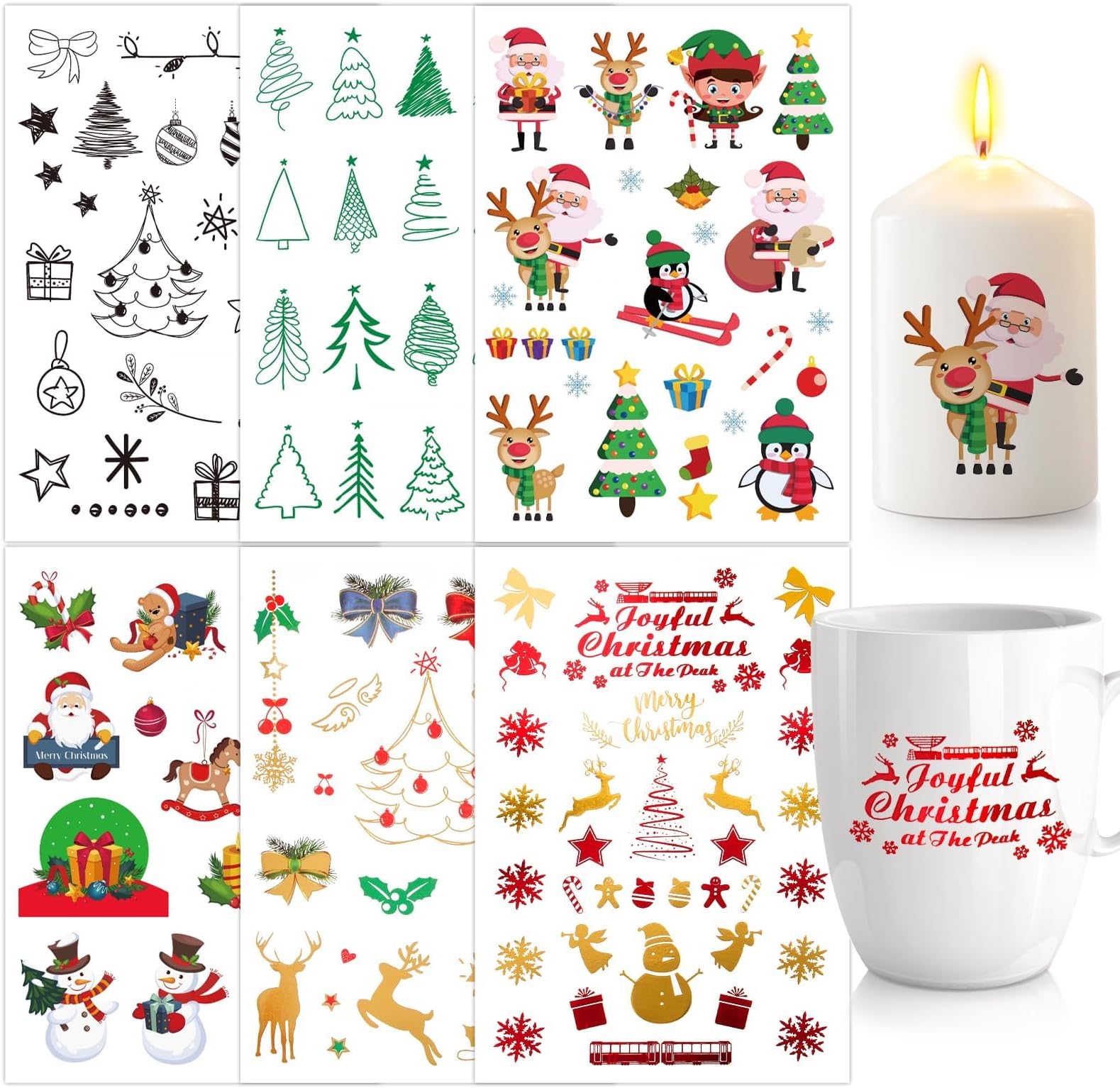 BOFUNX Kerzen Tattoo Set Für Taufkerzen - Mit Buchstaben & Zahlen Aufklebern In Gold