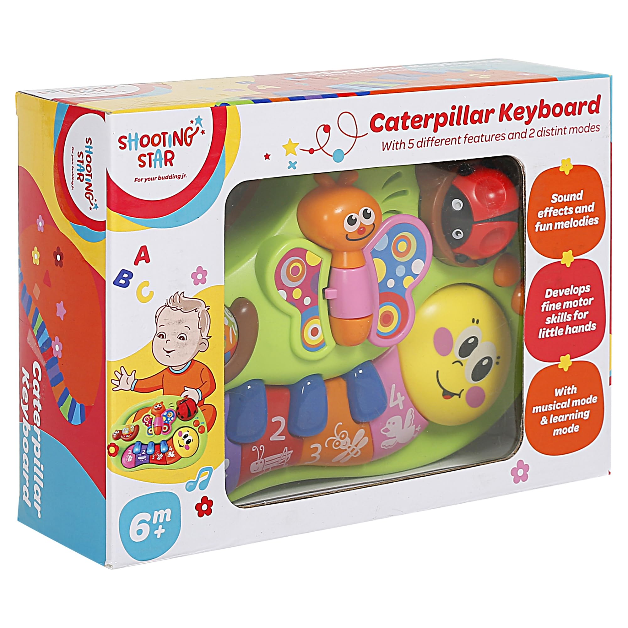 Shooting Star Caterpillar Keyboard – Musical & Educational Piano Toy for Babies, Multicolor, 5M+-image-30