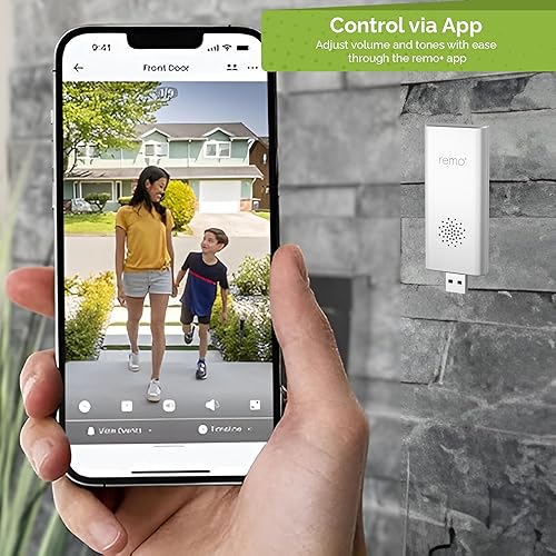 Miniatura 3 de Remo+ Timbre WiFi para interiores, timbre inalámbrico inteligente con control de volumen y múltiples tonos de llamada, conectividad perfecta para