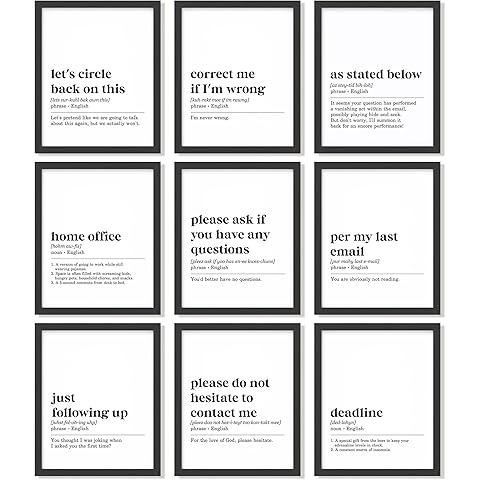 97 Decor Funny Office Decor - Home Office Poster, Funny Work From Home Art Prints, Inspirational Work Quotes Wall Art Motivational Posters for Cubicle Workplace Decorations (8x10 UNFRAMED)