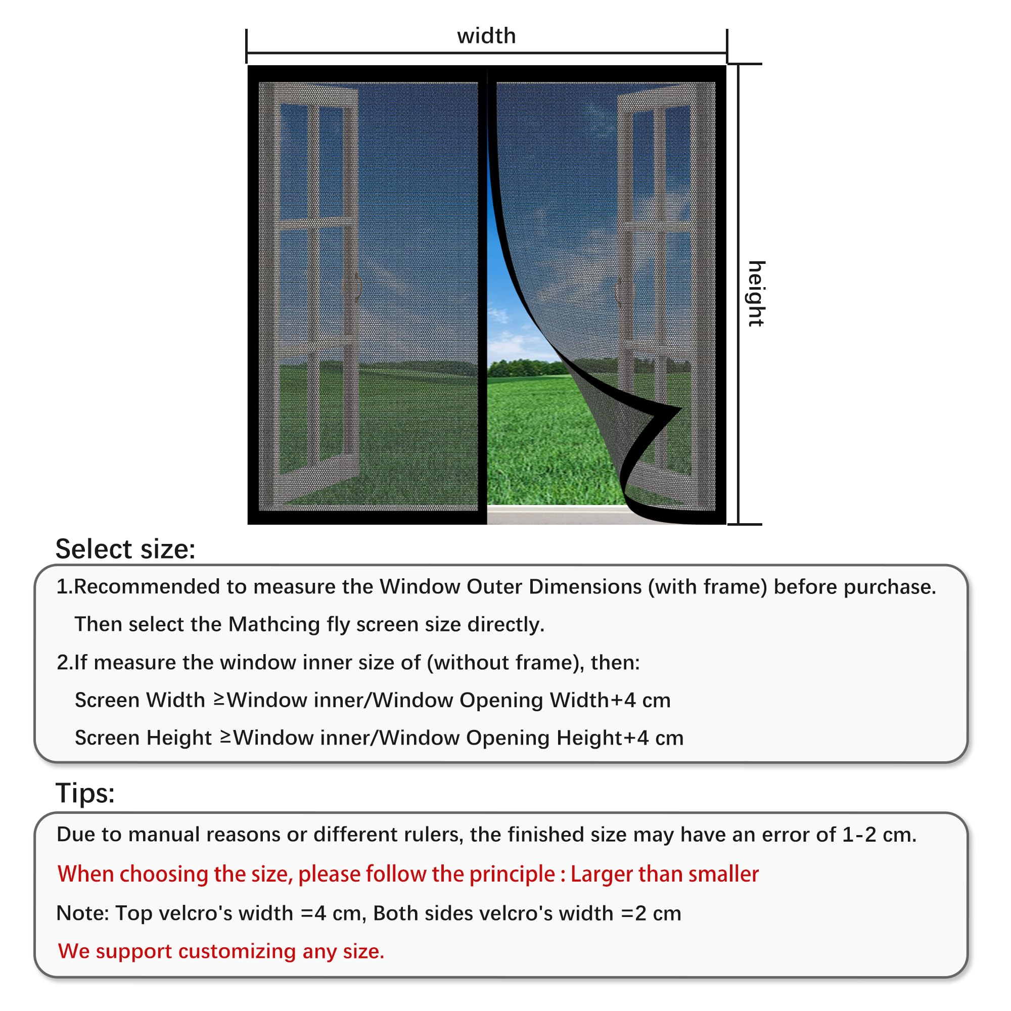 Mosquiteras para Ventanas Enrollables 160 x 176 cm sin Taladrar Antimosquitos para Puerta Ventana Cierre Magnético Automático para La Mayoría de Los Tipos de Ventanas, Negro