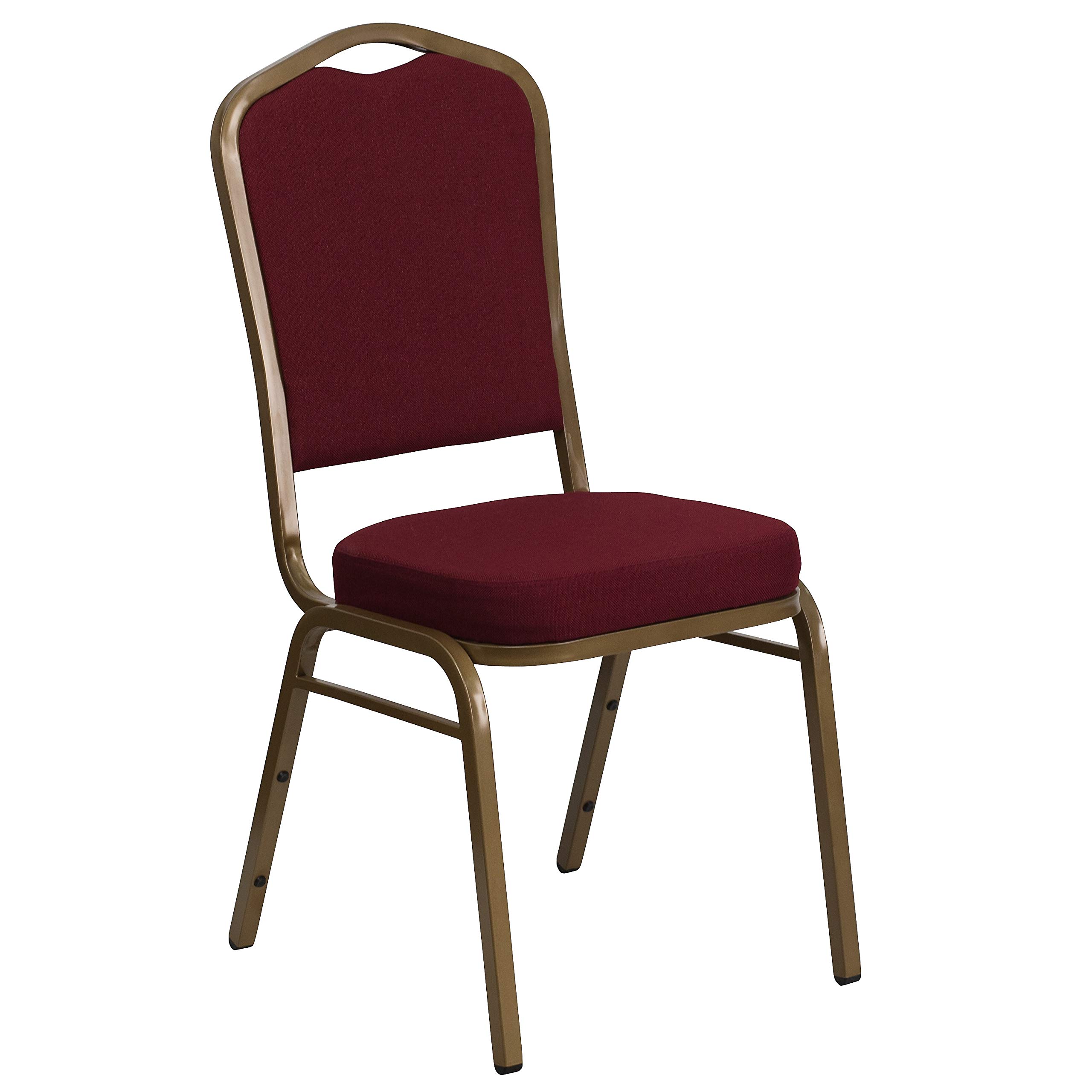 Flash Furniture Burgundy Fabric/Gold Frame / Set of 1 / Traditional Stacking Chairs