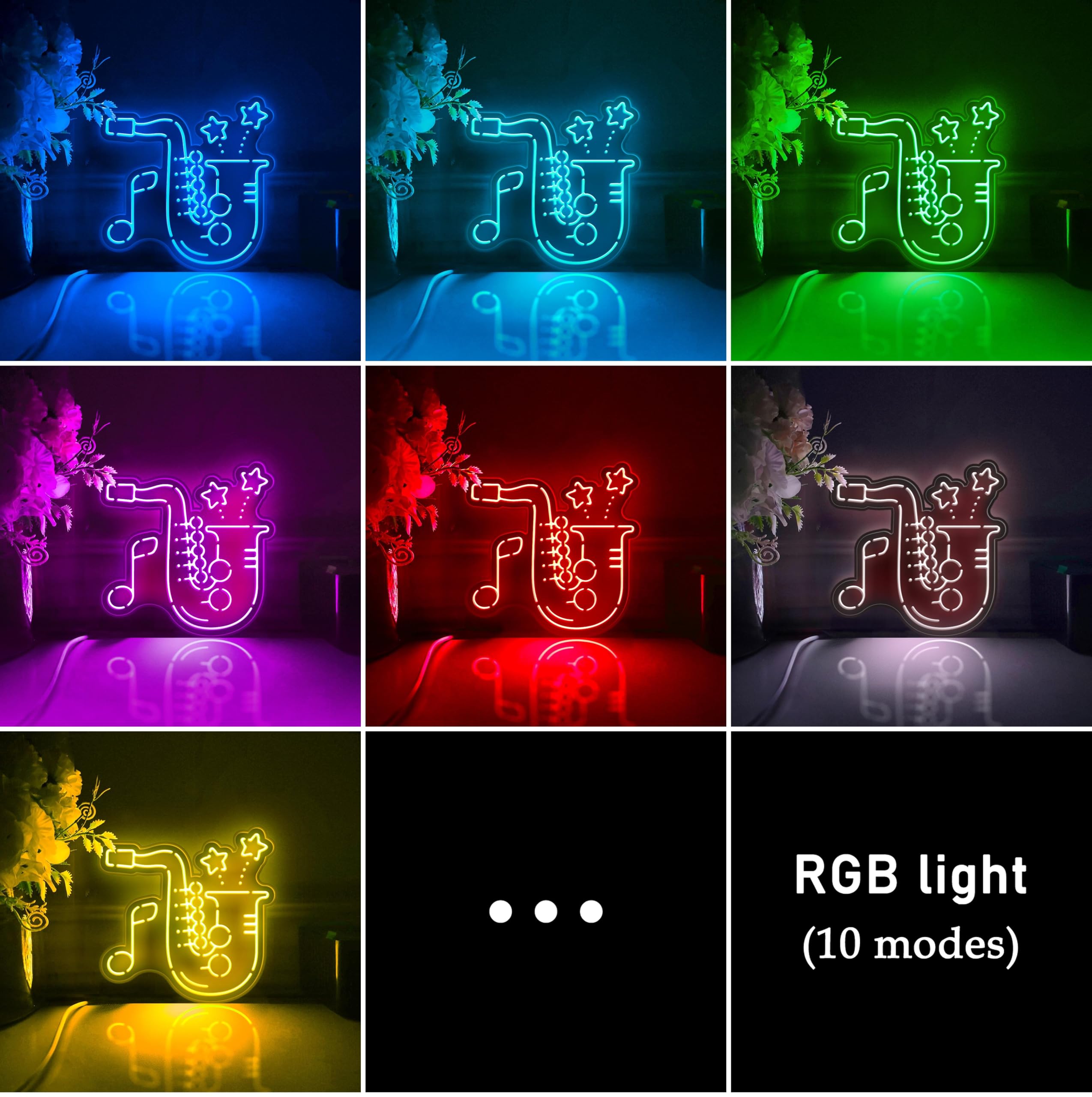 Scatola luminosa a LED a forma di sassofono, strumento musicale, decorazione artistica da parete, decorazione illuminata da scrivania, regalo per gli appassionati di jazz, amanti della musica
