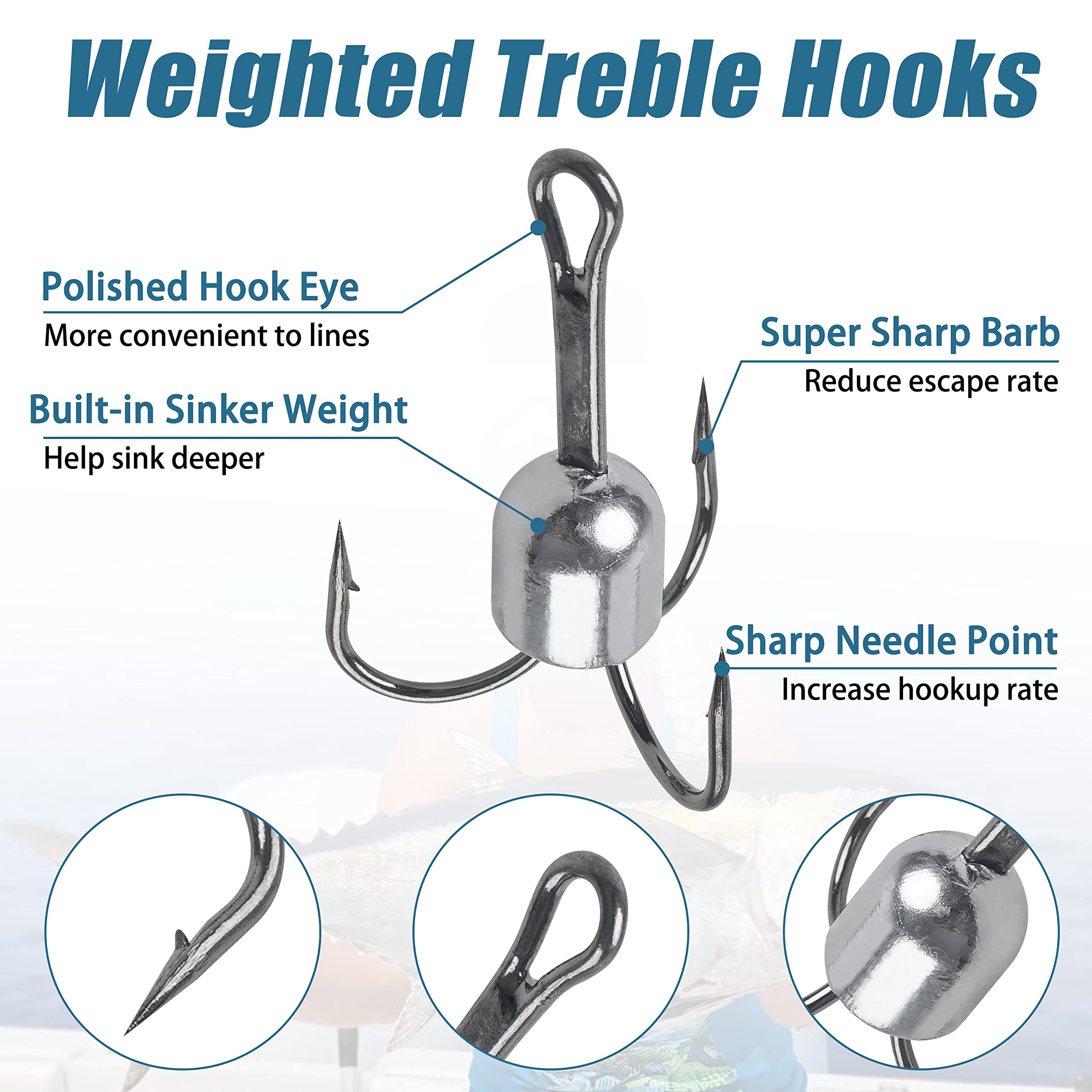 Amazon.com: Snagging Hooks Weighted Treble Hooks - 4PCS/8PCS Sharp