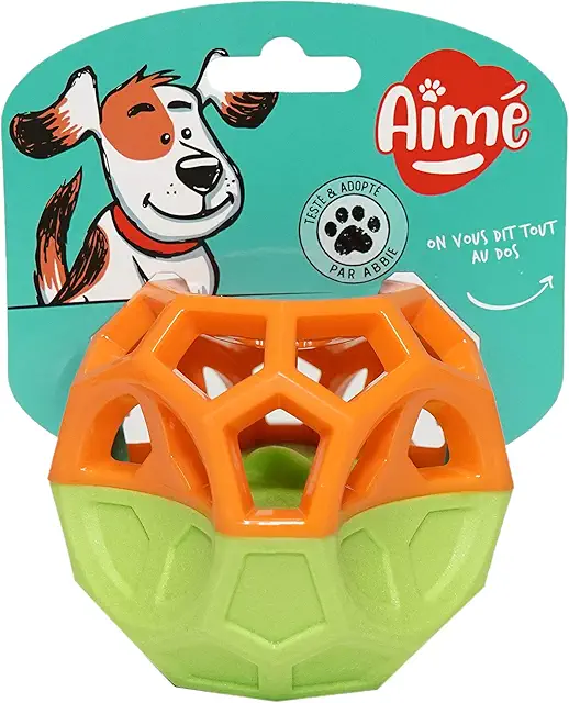 Balle à Friandise Aimé pour Chien - Jouet 2 en 1 avec Squeaker Sonore