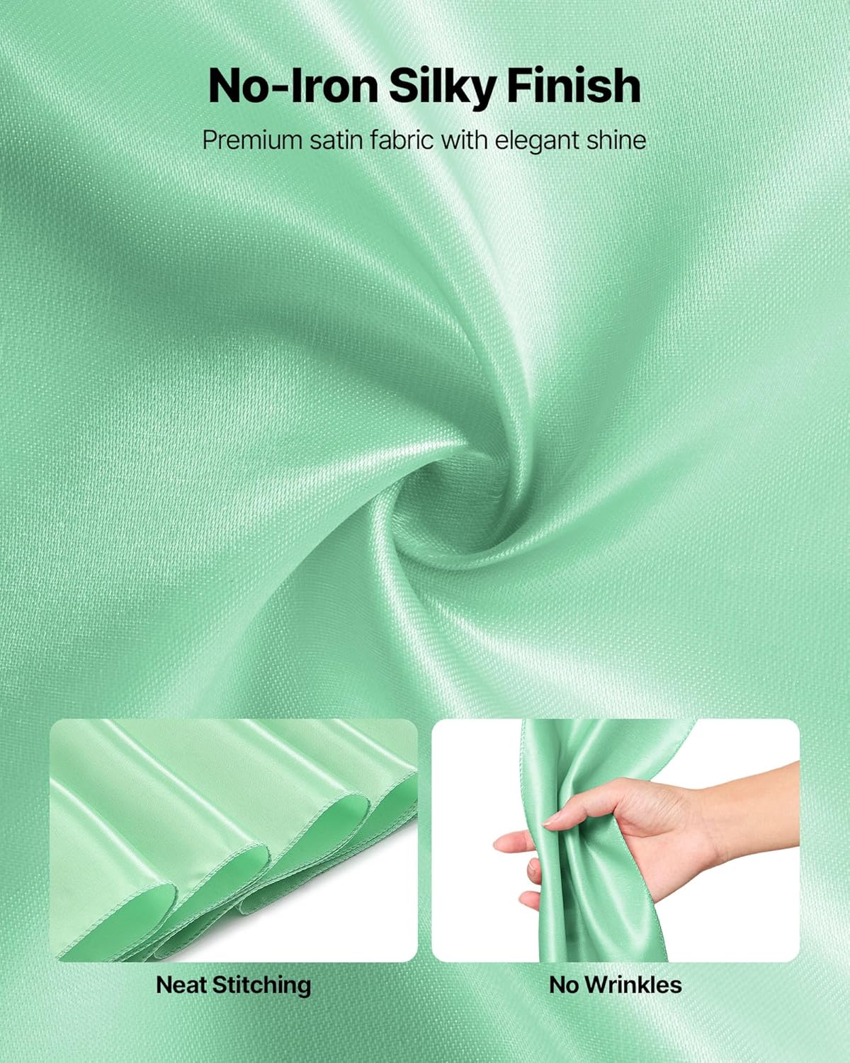 VEVOR Satin Chair Sashes Bows, Chair Ribbon Ties Back Sash, 7 x 108 inch, Wedding Reception Decoration, for Wedding Ceremony Baby Shower Party Events Banquet Cover Decoration (Light Green, 100pcs)