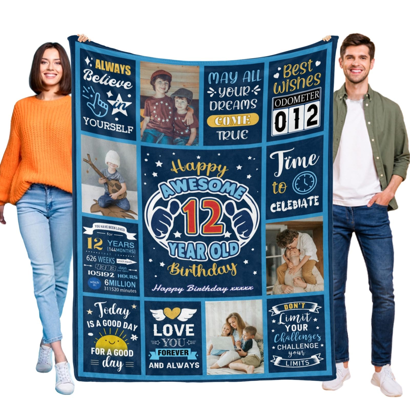 Kendt Personalised 12th Birthday Gifts for Boys,Teenages,12th Birthday Blanket with Photo,12th Birthday Presents for Kids Son Grandson,12th Birthday Decorations,Gifts for 12 Year Old Boys